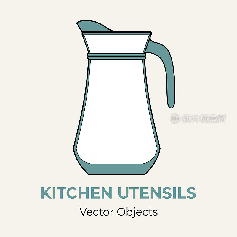 Glass jug pitcher jugful simple form vector illustration. Vector line illustration isolated jug logo icon cafe menu